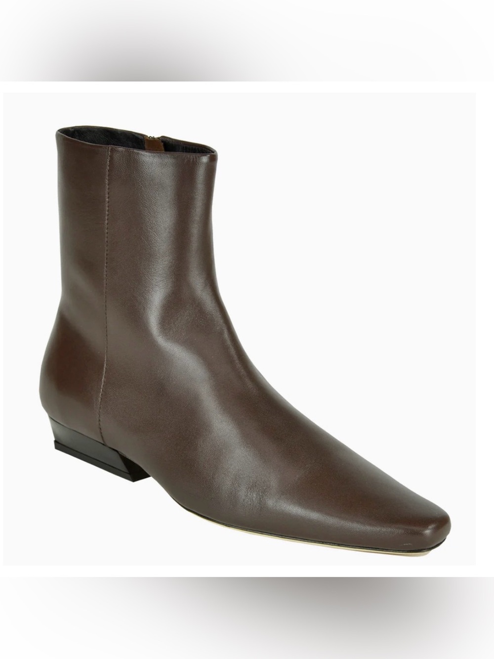 Staud NWOB 37 Wally Flat Leather Ankle Boots Brown Espresso